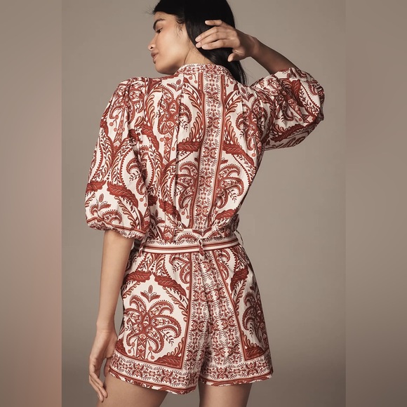 FARM Rio Tropical Cameo Belted Romper Size LARGE - Picture 4 of 10